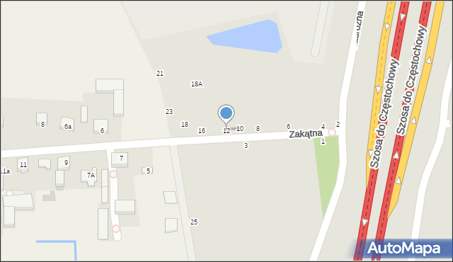 Piotrków Trybunalski, Zakątna, 12, mapa Piotrków Trybunalski