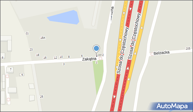 Piotrków Trybunalski, Zakątna, 4, mapa Piotrków Trybunalski