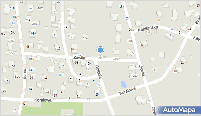 Piotrków Trybunalski, Zawiła, 22B, mapa Piotrków Trybunalski