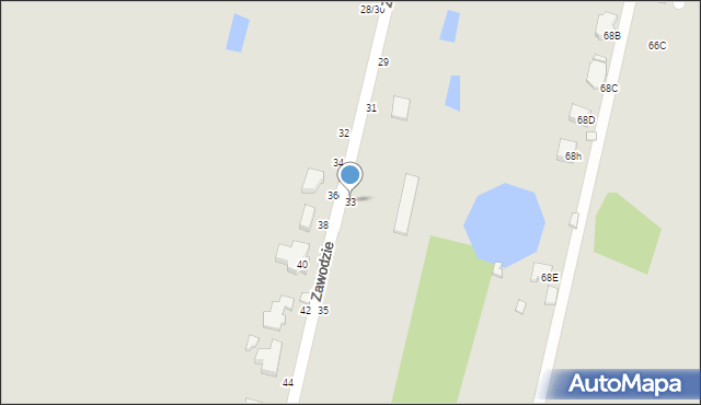 Piotrków Trybunalski, Zawodzie, 33, mapa Piotrków Trybunalski