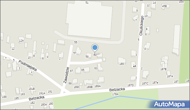 Piotrków Trybunalski, Zawodzie, 61, mapa Piotrków Trybunalski