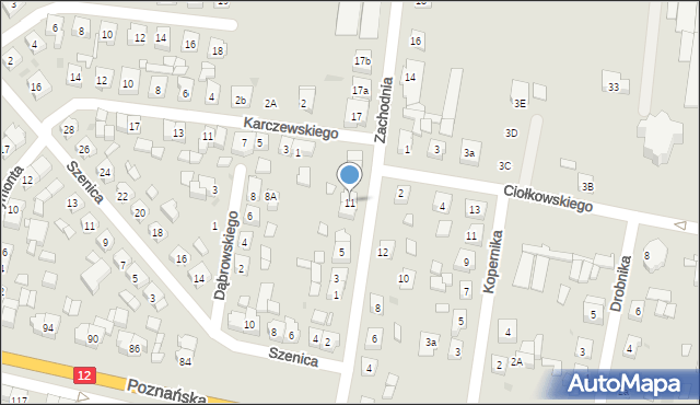 Pleszew, Zachodnia, 11, mapa Pleszew