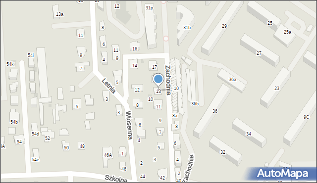 Płońsk, Zachodnia, 13, mapa Płońsk