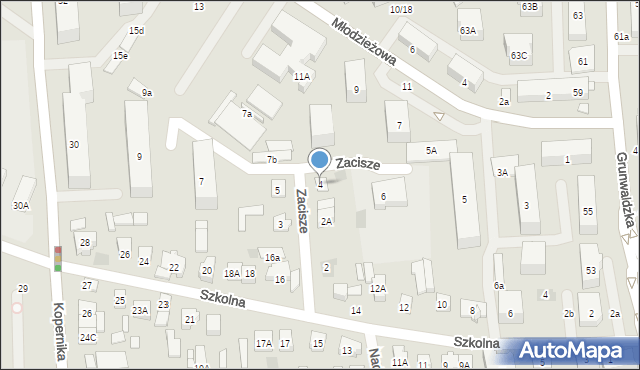 Płońsk, Zacisze, 4, mapa Płońsk