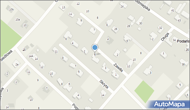 Podańsko, Zawiła, 5, mapa Podańsko