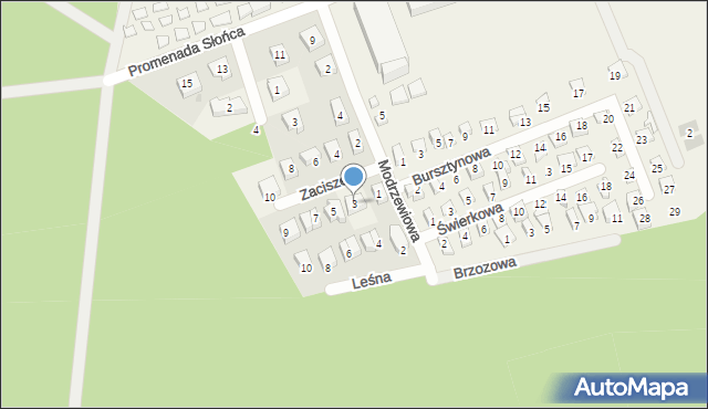 Poddąbie, Zacisze, 3, mapa Poddąbie