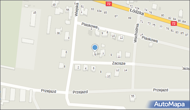 Poddębice, Zacisze, 5, mapa Poddębice