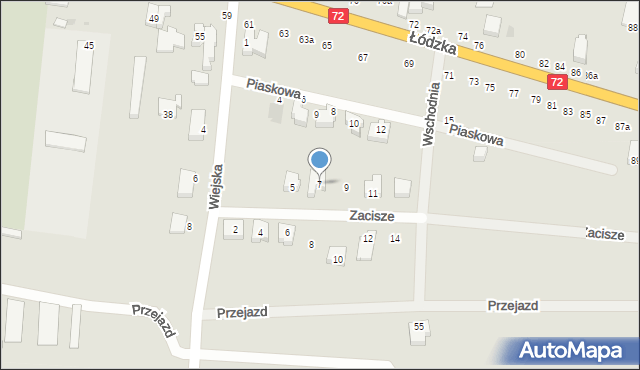 Poddębice, Zacisze, 7, mapa Poddębice