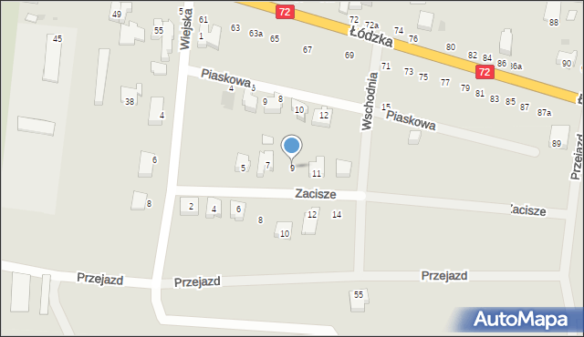 Poddębice, Zacisze, 9, mapa Poddębice