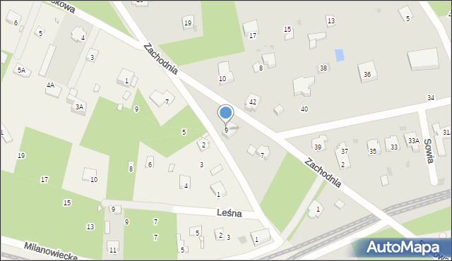Podkowa Leśna, Zachodnia, 9, mapa Podkowa Leśna