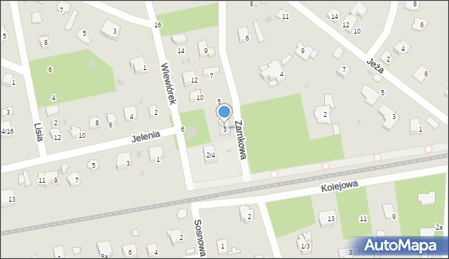 Podkowa Leśna, Zamkowa, 3, mapa Podkowa Leśna