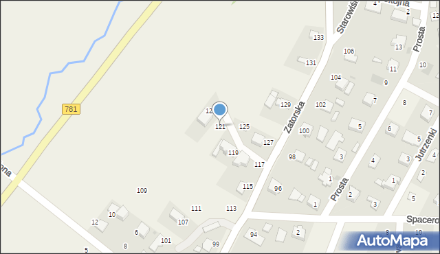 Podolsze, Zatorska, 121, mapa Podolsze