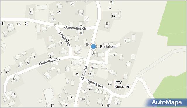 Podolsze, Zatorska, 28, mapa Podolsze