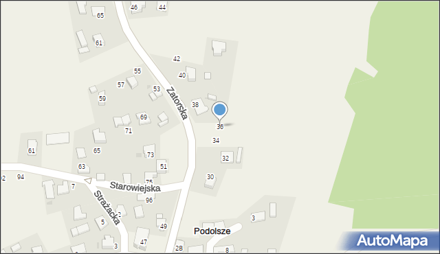 Podolsze, Zatorska, 36, mapa Podolsze