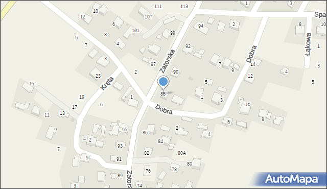 Podolsze, Zatorska, 88, mapa Podolsze
