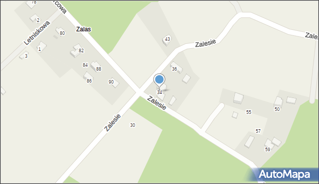 Pogórze, Zalesie, 34, mapa Pogórze