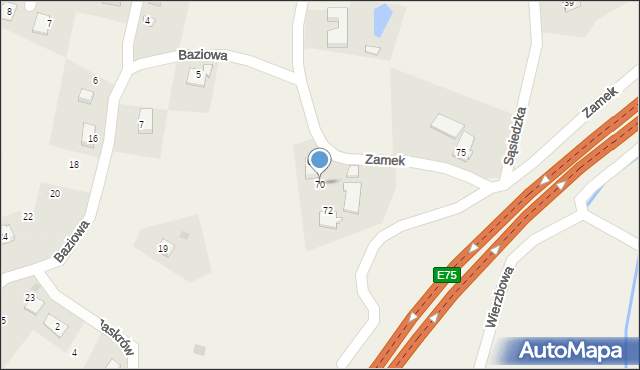 Pogórze, Zamek, 70, mapa Pogórze