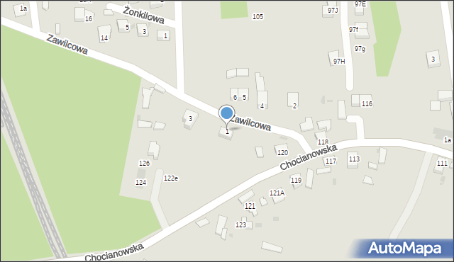 Polkowice, Zawilcowa, 1, mapa Polkowice