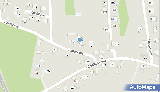 Polkowice, Zawilcowa, 4, mapa Polkowice