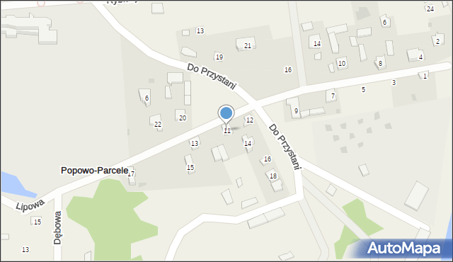 Popowo-Parcele, Zakątek, 11, mapa Popowo-Parcele