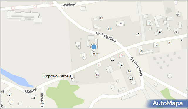 Popowo-Parcele, Zakątek, 20, mapa Popowo-Parcele