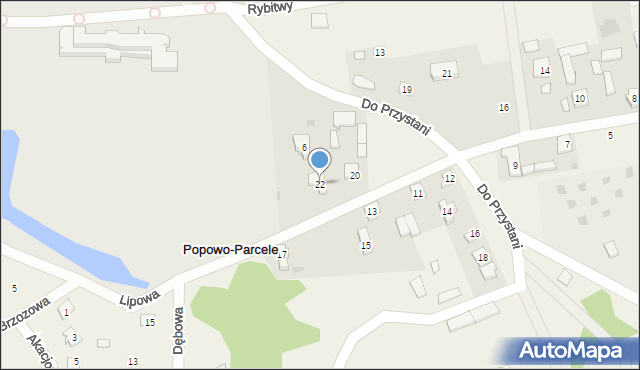 Popowo-Parcele, Zakątek, 22, mapa Popowo-Parcele