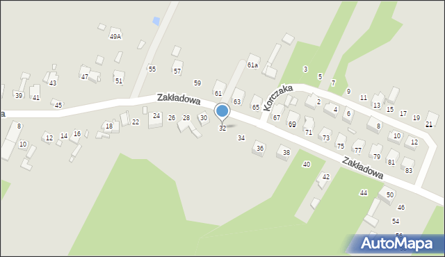 Poręba, Zakładowa, 32, mapa Poręba