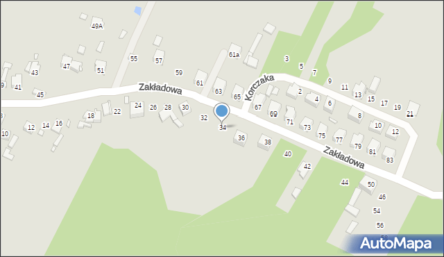 Poręba, Zakładowa, 34, mapa Poręba