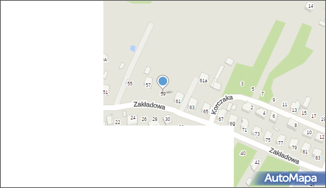 Poręba, Zakładowa, 59, mapa Poręba