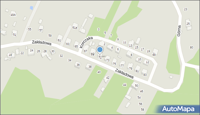 Poręba, Zakładowa, 71, mapa Poręba