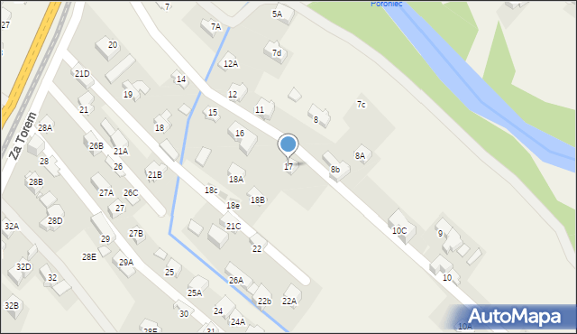 Poronin, Za Torem, 17, mapa Poronin