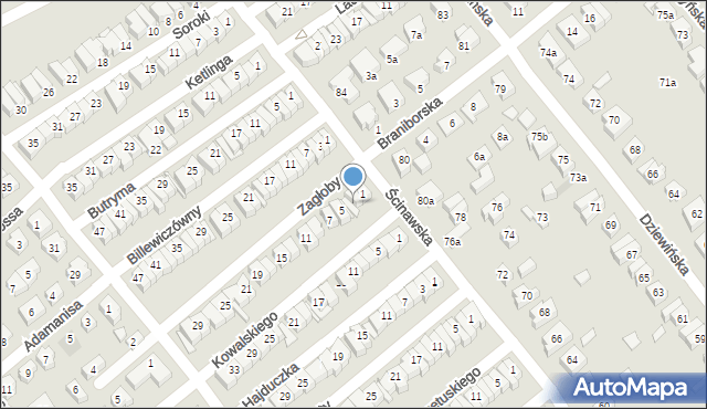 Poznań, Zagłoby Jana Onufrego, 3, mapa Poznania