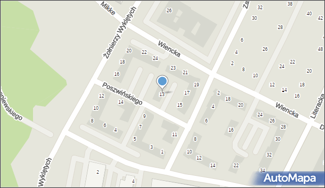 Poznań, Zawackiej-Zo Elżbiety, gen., 13, mapa Poznania