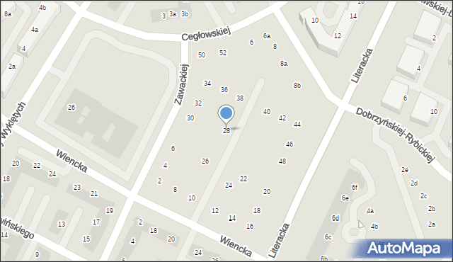 Poznań, Zawackiej-Zo Elżbiety, gen., 28, mapa Poznania