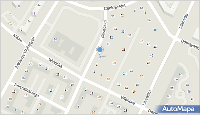 Poznań, Zawackiej-Zo Elżbiety, gen., 6, mapa Poznania