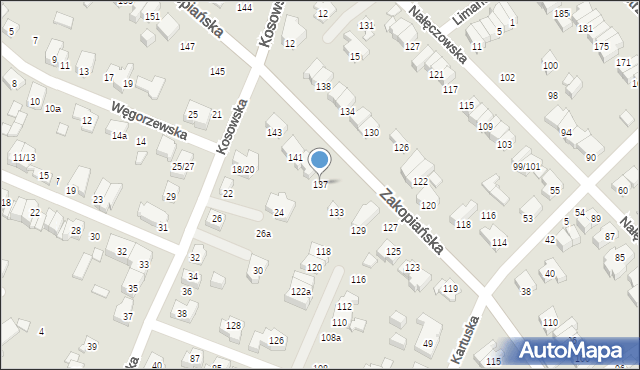Poznań, Zakopiańska, 137, mapa Poznania
