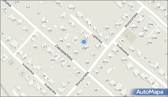 Poznań, Zakopiańska, 200a, mapa Poznania