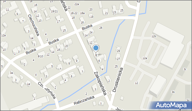 Poznań, Zakopiańska, 8, mapa Poznania