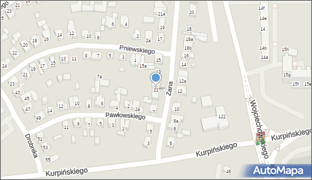 Poznań, Zana Tomasza, 11, mapa Poznania