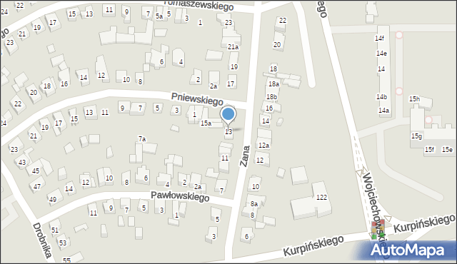 Poznań, Zana Tomasza, 13, mapa Poznania