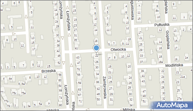 Poznań, Zambrowska, 22, mapa Poznania