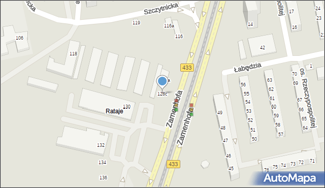 Poznań, Zamenhofa Ludwika, dr., 128c, mapa Poznania