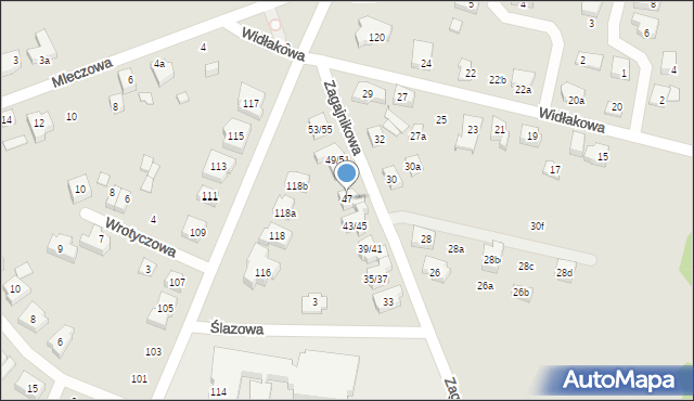 Poznań, Zagajnikowa, 47, mapa Poznania