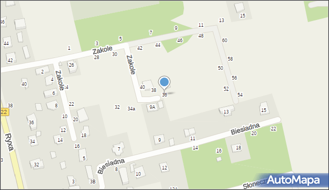 Prażmów, Zakole, 36, mapa Prażmów