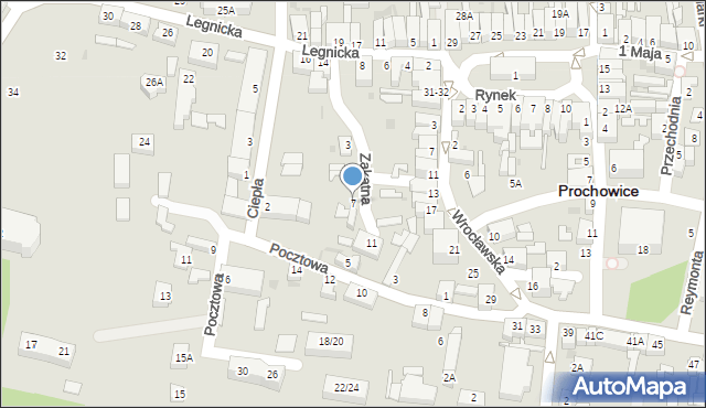Prochowice, Zakątna, 7, mapa Prochowice