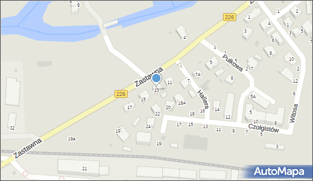 Pruszcz Gdański, Zastawna, 13, mapa Pruszcz Gdański