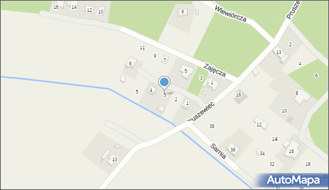 Pruszewiec, Zajęcza, 3, mapa Pruszewiec