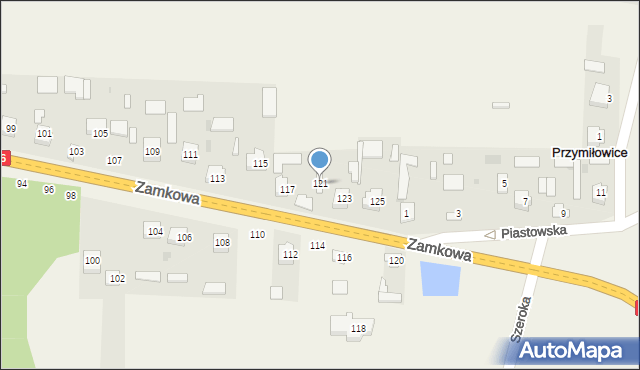 Przymiłowice, Zamkowa, 121, mapa Przymiłowice
