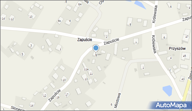 Przyszów, Zapuście, 9, mapa Przyszów