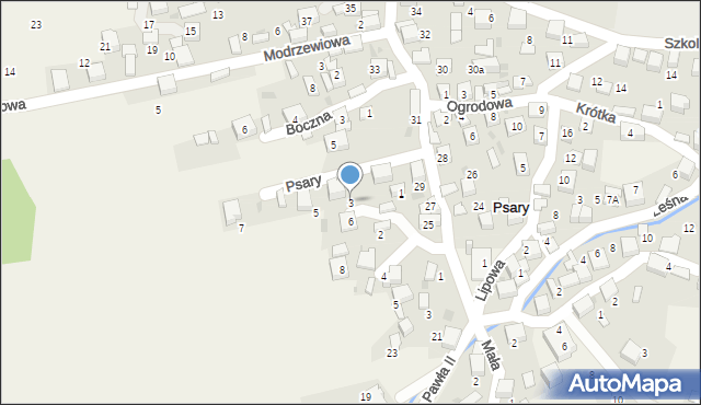 Psary, Zachodnia, 3, mapa Psary